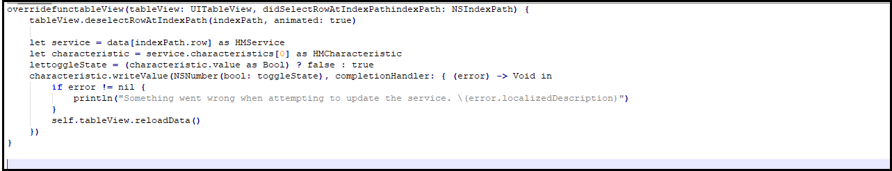 writing data to the characteristic