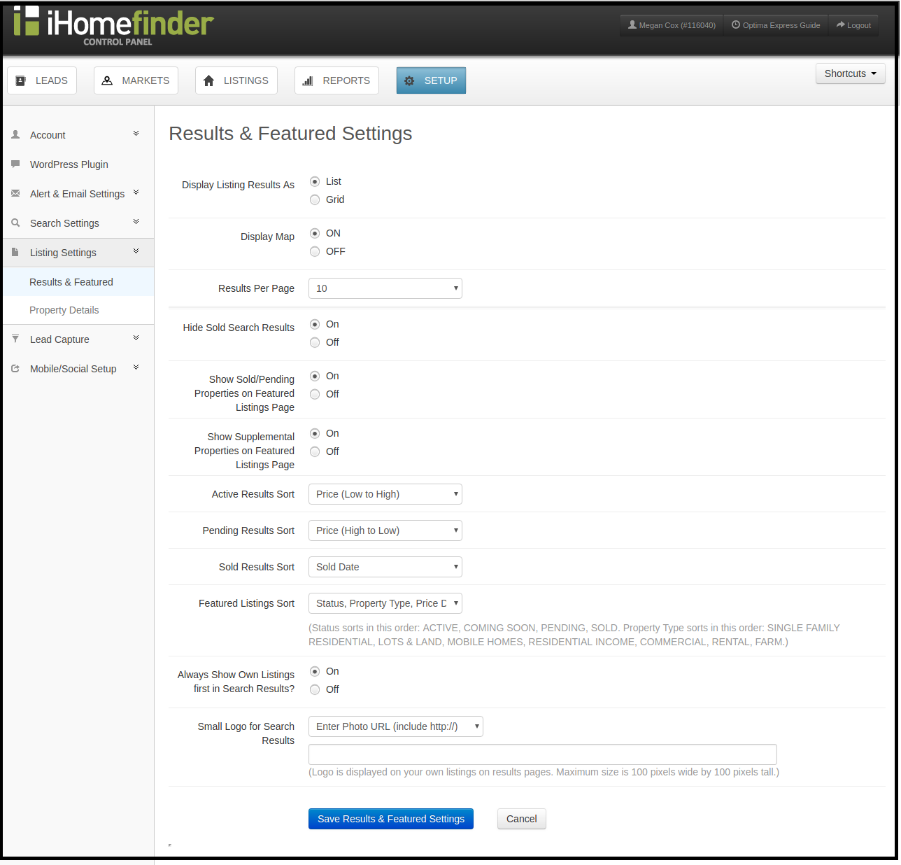 Listing Setting