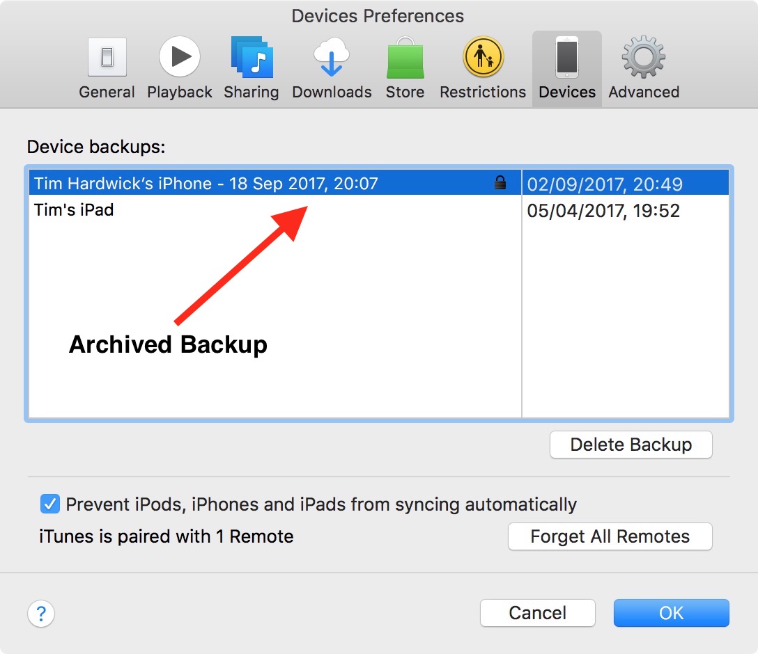 Archive the Backup