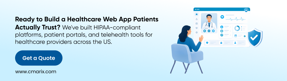 Healthcare web app advertisement with visuals