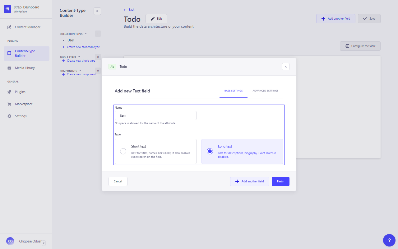 todo add new Text field -1 