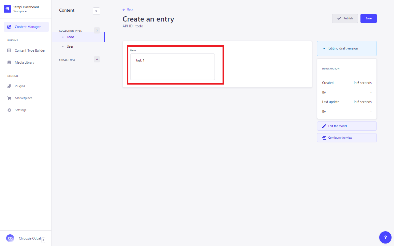 Create an entry 1