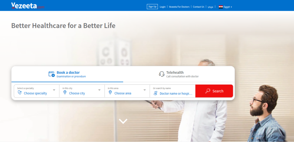 Healthcare booking platform interface - Vezeeta